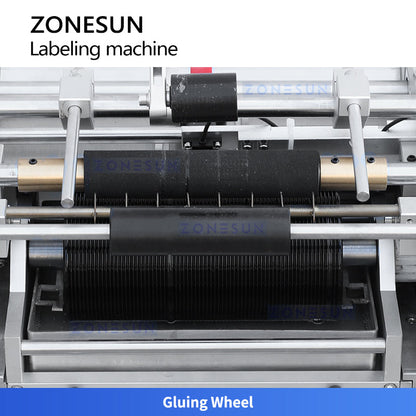ZONESUN ZS-JTB10 Semi-Automatic Wet Glue Labeling Machine for Round Bottles, Jars & Cans