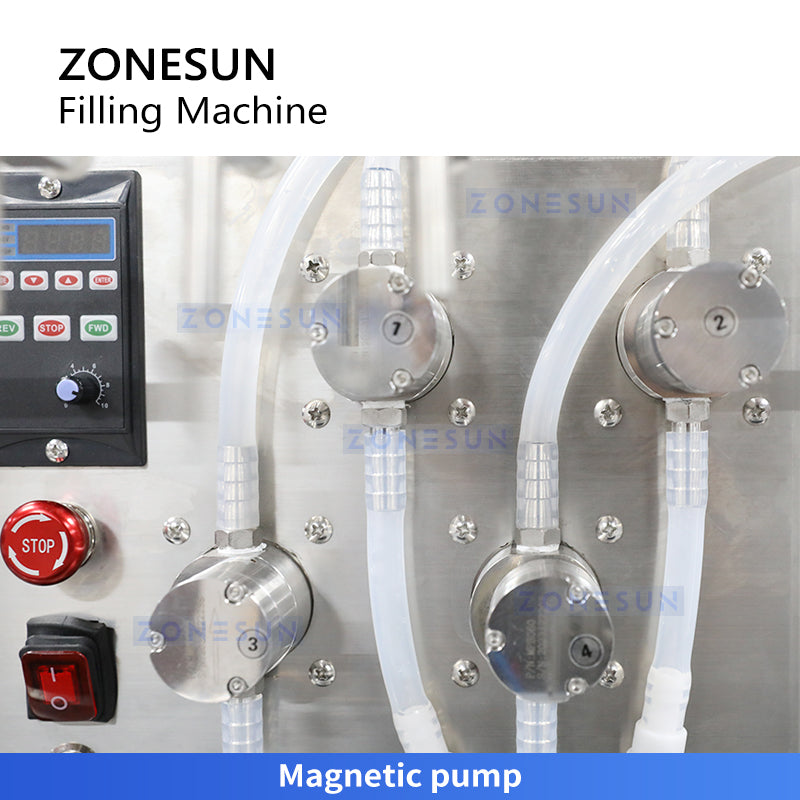 Zonesun ZS-DTMP4 4-Nozzle Automatic Magnetic Pump Liquid Filling Machine for Juice & Oils