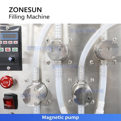 Zonesun ZS-DTMP4 4-Nozzle Automatic Magnetic Pump Liquid Filling Machine for Juice & Oils