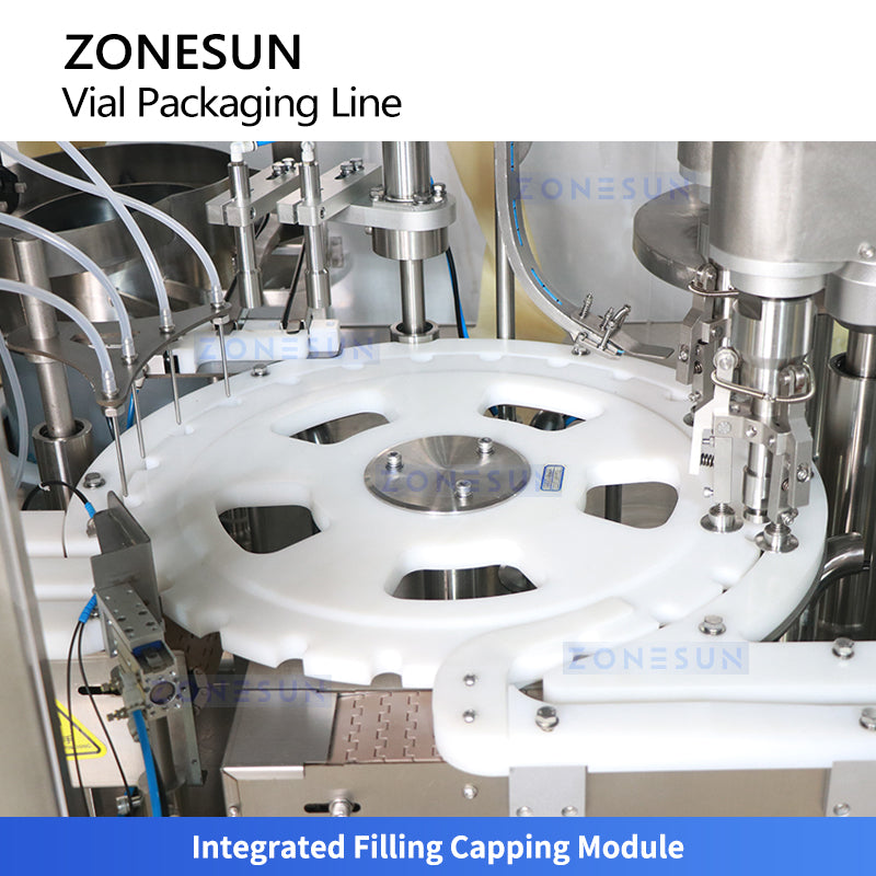 ZONESUN ZS-AFCL9 Automatic Vial Filling Capping and Labeling Machine Line for Pharma & Cosmetics