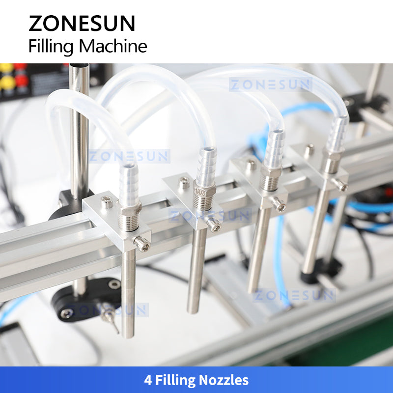 ZONESUN ZS-DTDP400V 4-Head Diaphragm Pump Cosmetic Liquid Beverage Juice Filling Machine