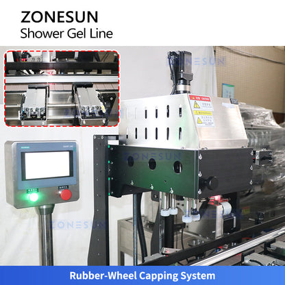 ZONESUN ZS-FAL180X20 Automatic Tracking Filling, Capping & Double-Side Labeling Production Line