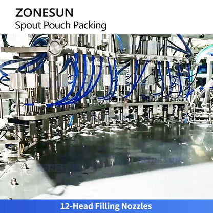 ZONESUN ZS-SPFC7 Automatic 12-Nozzle Rotary Spout Pouch Filling & Capping Machine