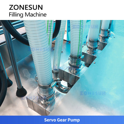 ZONESUN ZS-VTGF4 Automatic 4-Head Tracking Filling Machine Servo Gear Pump Shampoo Cream Filler