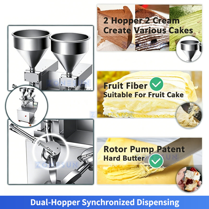 ZONESUN ZS-CZ100 Automatic Cake Spreading and Icing Machine for Thousand-Layer Cake Birthday Cake and Layered Bakery Production