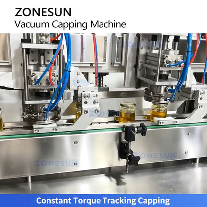 ZONESUN ZS-AFK180 Automatic Double Head Tracking Vacuum Capping Machine for Glass Jars with Metal Lug Caps