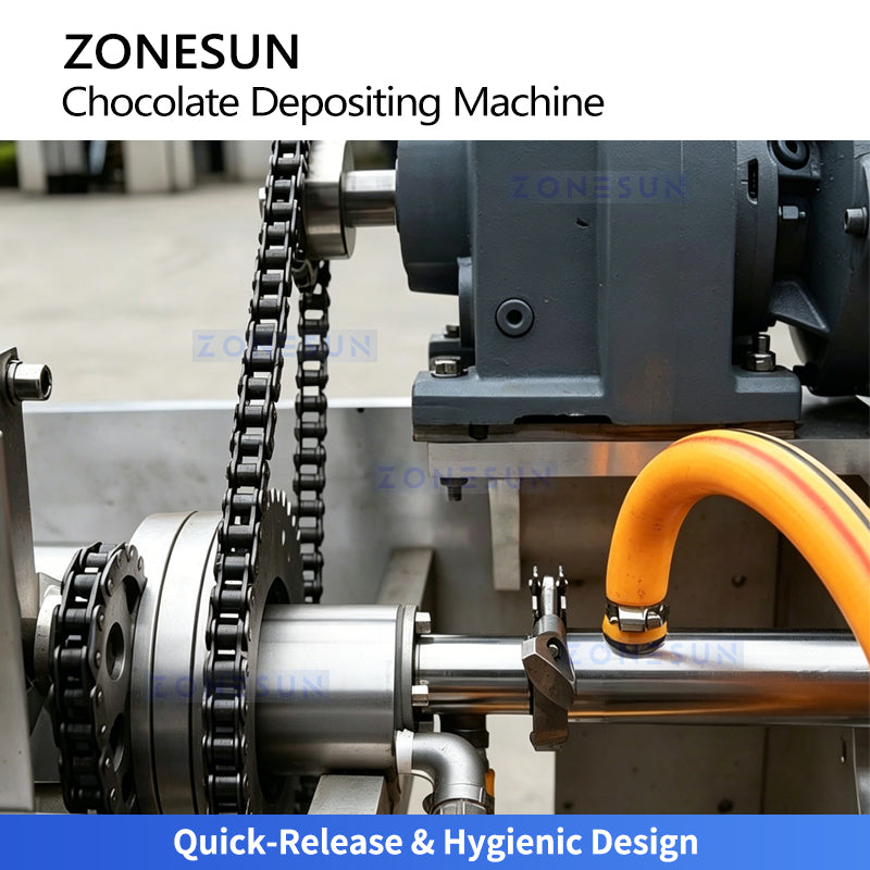 ZONESUN ZS-DJ400 Automatic Chocolate Depositor Machine - Servo PLC Controlled Chocolate Chips, Drops & Buttons Depositing Equipment for Confectionery