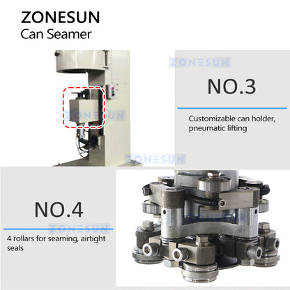 Zonesun ZS-CS1 Semi‑Automatic Can Seamer for Cylindrical Cans