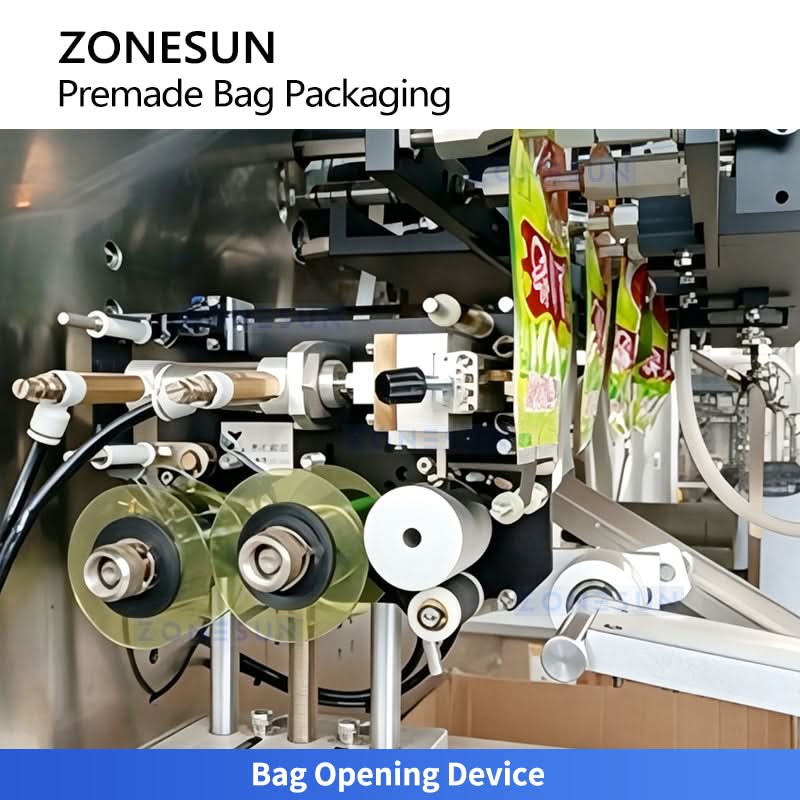 ZONESUN ZS-GW260D Automatic Premade Pouch Packing Machine with 10-Head Multihead Weigher for Snacks, Pet Food & Granules