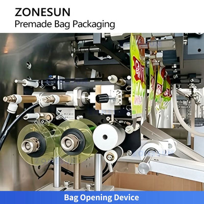 ZONESUN ZS-GW260D Automatic Premade Pouch Packing Machine with 10-Head Multihead Weigher for Snacks, Pet Food & Granules