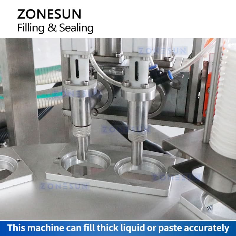 ZONESUN ZS-AFS07 Automatic Rotary Cup Filling and Sealing Machine for Yogurt, Paste & Liquids
