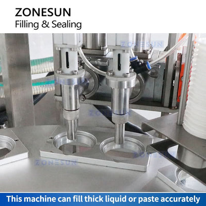 ZONESUN ZS-AFS07 Automatic Rotary Cup Filling and Sealing Machine for Yogurt, Paste & Liquids