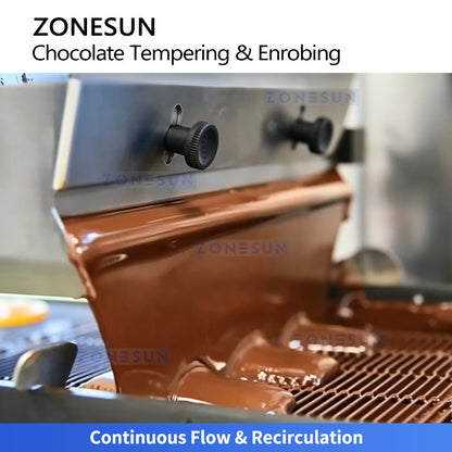 ZONESUN ZS-CG30 25L Automatic Chocolate Tempering & Enrobing Machine - Coating Equipment for Bakery, Confectionery & Cookies