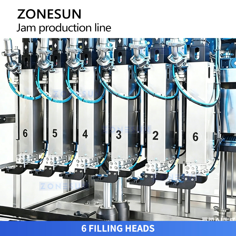 ZONESUN ZS-FAL180V18 Automatic Kaya Jam Packaging Line: Glass Jar Rinsing, Drying, Filling, Capping & Labeling Machine