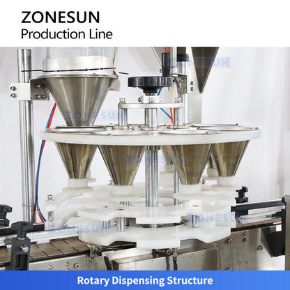 ZONESUN ZS-FAL180G7 Powder Bottle Filling and Labeling Line for Coffee & Spices