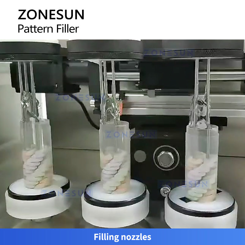 ZONESUN ZS-PGF4 Multi-Color Cream Filling Machine for Swirl Cushion Cosmetics Paste Filler