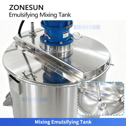 ZONESUN ZS-EM2 300L Stainless Steel Emulsifying Mixing Tank with Platform | High-Speed Homogenizer & Rotor Pump