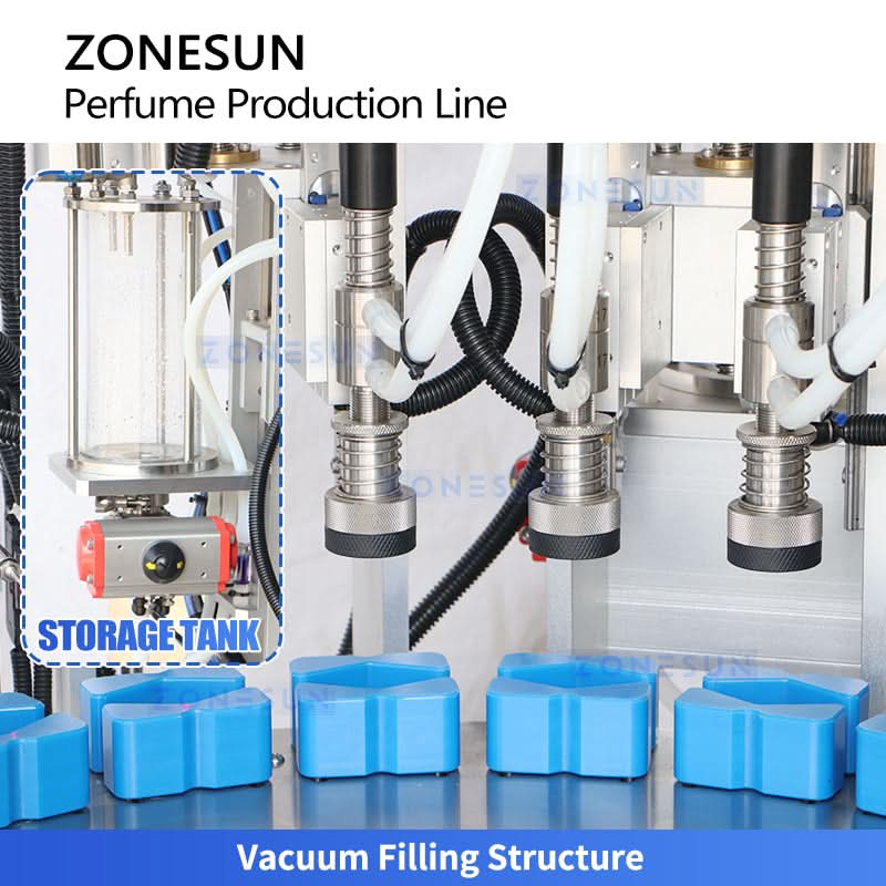 ZONESUN ZS-AFC42P Automatic Rotary Perfume Filling Machine Monoblock Negative Ion Rinsing & Vacuum Crimping