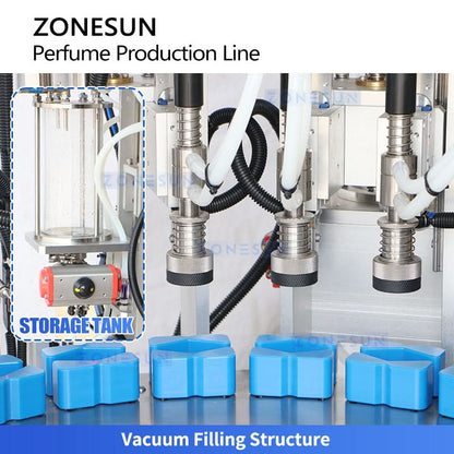 ZONESUN ZS-AFC42P Automatic Rotary Perfume Filling Machine Monoblock Negative Ion Rinsing & Vacuum Crimping