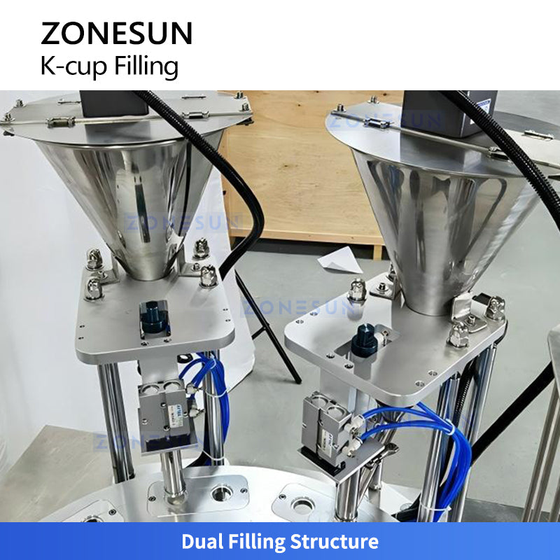 ZONESUN ZS-KCFC2A Automatic Dual-Station Coffee Capsule Filling & Sealing Machine for Pods