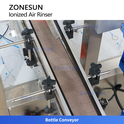 ZONESUN ZS-NIC4 Ionized Air Bottle Rinser Machine 8 Nozzle Cleaner for PET, Glass, PP & HDPE Bottles