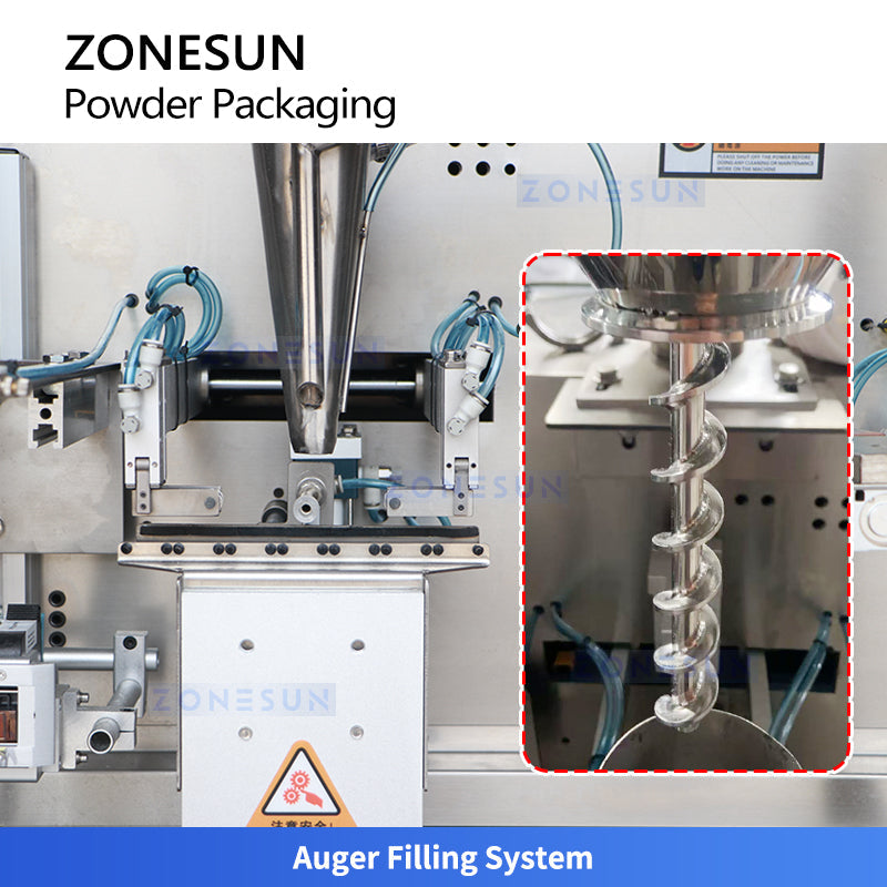 ZONESUN ZS-AFS09 Automatic Powder Filling and Sealing Machine for Premade Pouches with Vacuum Dust Collector System