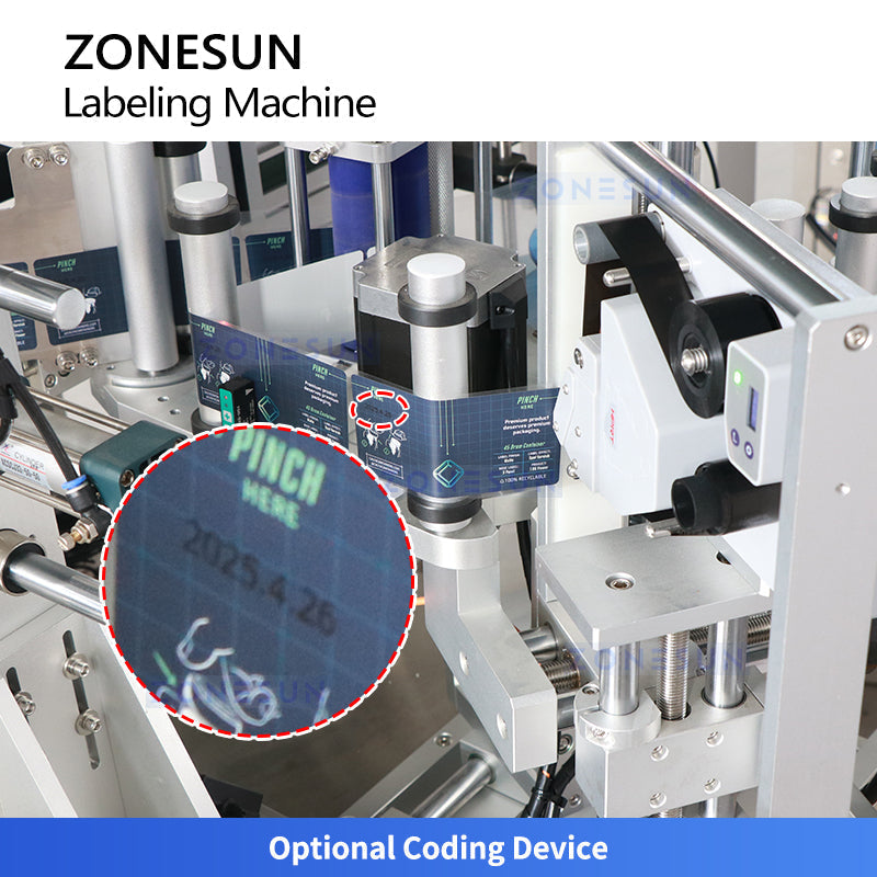 ZONESUN ZS-TB822X Automatic Square Bottle Body & Caps Labeling Machine Top & Wrap-Around Labeling Applicator