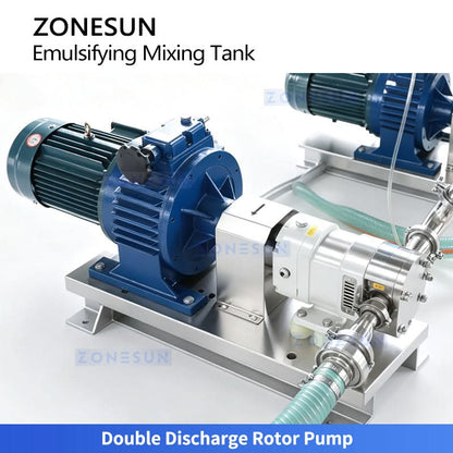 ZONESUN ZS-EM2 300L Stainless Steel Emulsifying Mixing Tank with Platform | High-Speed Homogenizer & Rotor Pump