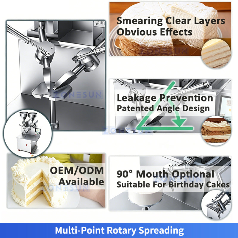 ZONESUN ZS-CZ100 Automatic Cake Spreading and Icing Machine for Thousand-Layer Cake Birthday Cake and Layered Bakery Production