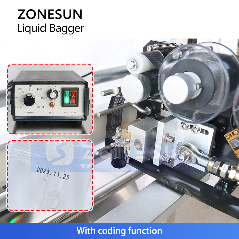 ZONESUN ZS-FS200D Automatic Vertical Liquid Sachet Filling and Sealing Machine for Water and Juice Pouch Packing