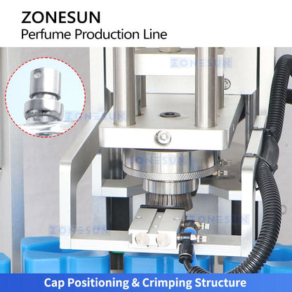 ZONESUN ZS-AFC42P Automatic Rotary Perfume Filling Machine Monoblock Negative Ion Rinsing & Vacuum Crimping