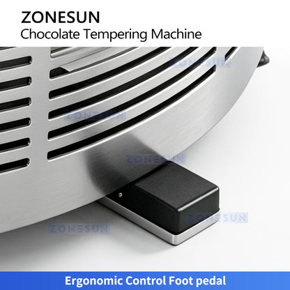 ZONESUN ZS-CG25 25L Automatic Chocolate Tempering Machine Commercial PLC Touchscreen Chocolate Crystallization & Enrobing
