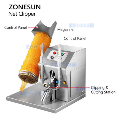 ZONESUN ZS-50DS Manual Net Clipping Machine For Fruits Vegetables