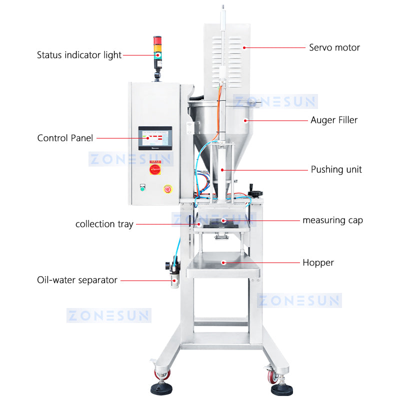 ZONESUN ZS-GTSC1 Semi-Automatic Auger Filler for Pickled & Stripped Food Packing