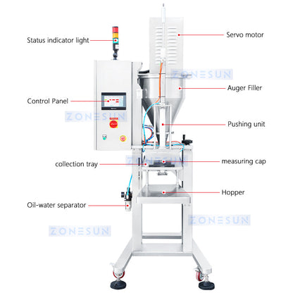 ZONESUN ZS-GTSC1 Semi-Automatic Auger Filler for Pickled & Stripped Food Packing
