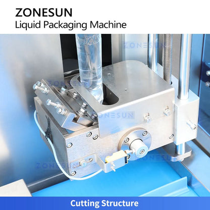 ZONESUN ZS-FS220UB Automatic Liquid Sachet Packing Machine with Conveyor Belt | High-Speed VFFS Servo Gear Pump Filler for Sauce & Paste