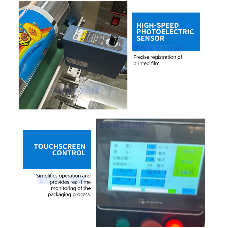 Zonesun ZS-CFW1000A High Speed Candy Wrapping Machine Details