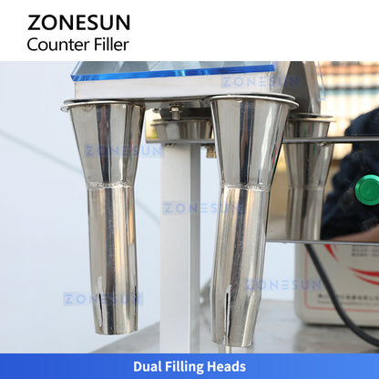 ZONESUN ZS-SL2 Automatic Capsule & Pill Counting Machine, Dual-Head Bottle Counter Filler for Softgels, Gummies, Candies