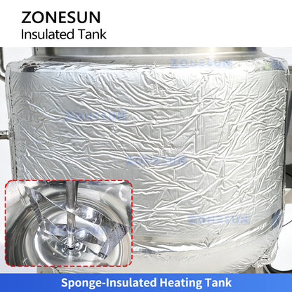 ZONESUN ZS-MB200LH 200L Stainless Steel Heating & Mixing Tank  Industrial Jacketed Liquid Blender for Chocolate & Cream