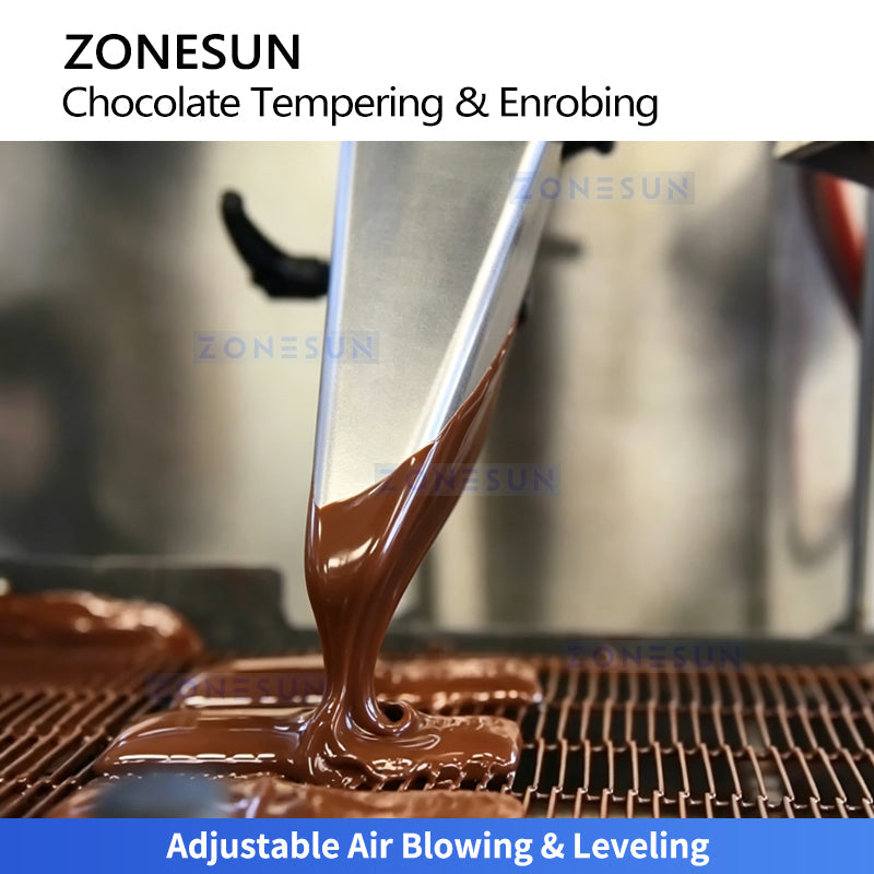 ZONESUN ZS-CG30 25L Automatic Chocolate Tempering & Enrobing Machine - Coating Equipment for Bakery, Confectionery & Cookies