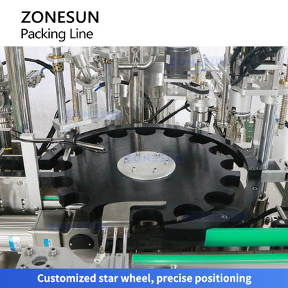 ZONESUN ZS-FAL180F4 Rotary Syrup Thick Paste Sauce Filling & Labeling Production Line