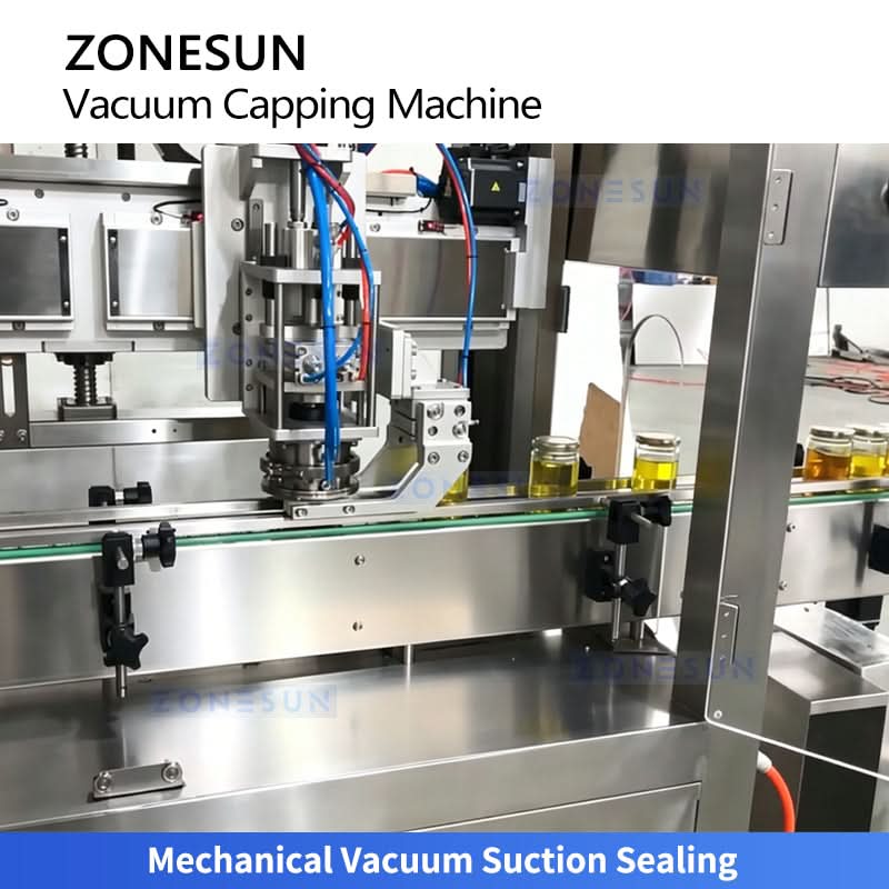 ZONESUN ZS-AFK180 Automatic Double Head Tracking Vacuum Capping Machine for Glass Jars with Metal Lug Caps