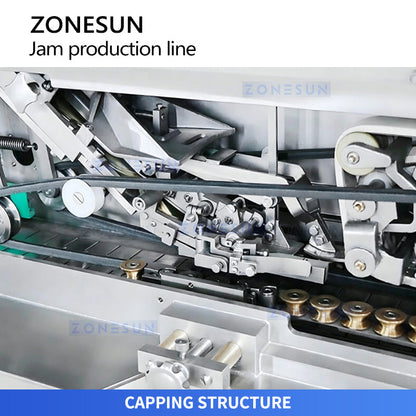 ZONESUN ZS-FAL180V18 Automatic Kaya Jam Packaging Line: Glass Jar Rinsing, Drying, Filling, Capping & Labeling Machine