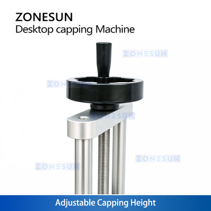 ZONESUN ZS-XG1870 Desktop Automatic Pneumatic Bottle Capping Machine with Conveyor for Squeeze Bottles, Spray, and Dropper Caps