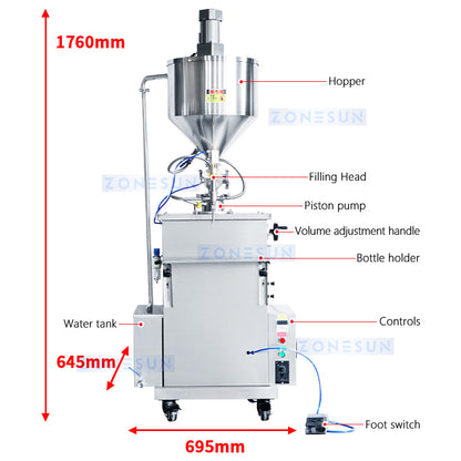 Zonesun ZS-WCHJ1 Semi-automatic Candle Wax Filling Machine with Heating & Mixing