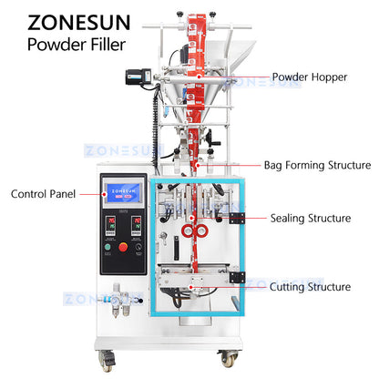 ZONESUN ZS-FS250 Automatic Powder Sachet Packing Machine VFFS Filling & Sealing Equipment