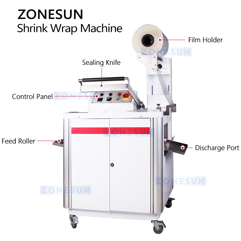 ZONESUN ZS-FQ400 Semi Automatic Shrink Wrapping Machine L-Type Sealing Wrapper Bottles Boxes Cartons Packaging
