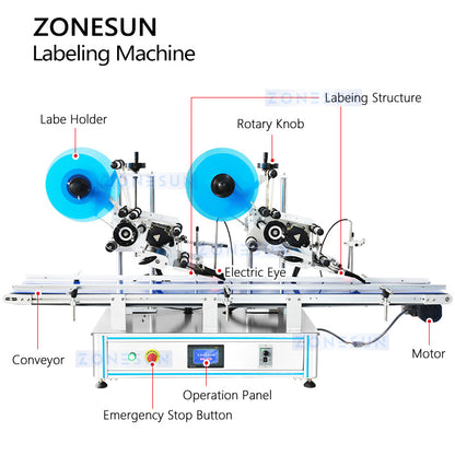 ZONESUN ZS-TB833N Dual-Label Flat Surface Machine for Square Box Pack