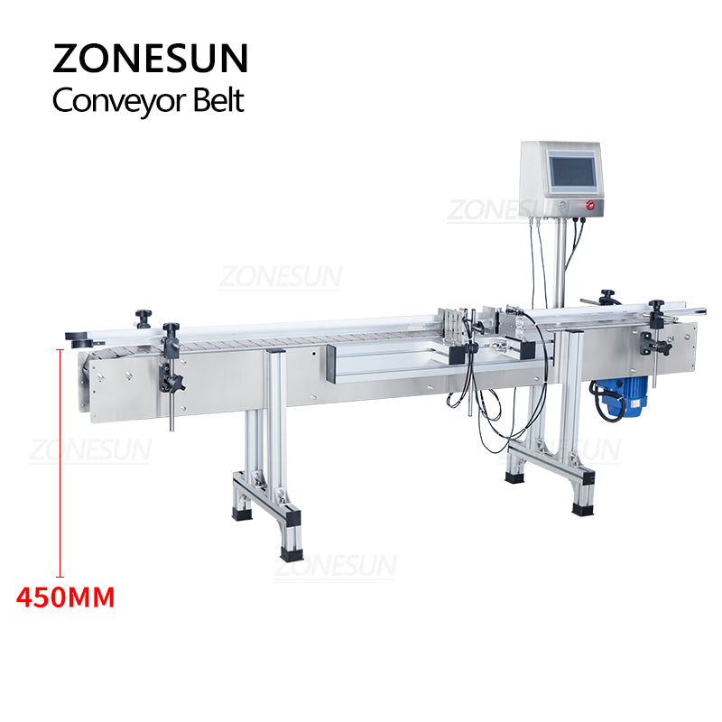 ZONESUN ZS-CB100P 1.9m Automatic Chain Conveyor Belt with PLC Control