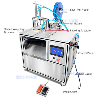 ZONESUN ZS-PK910 Automatic Pleated Soap Wrapping and Labeling Machine Disposable Soap Wrapper
